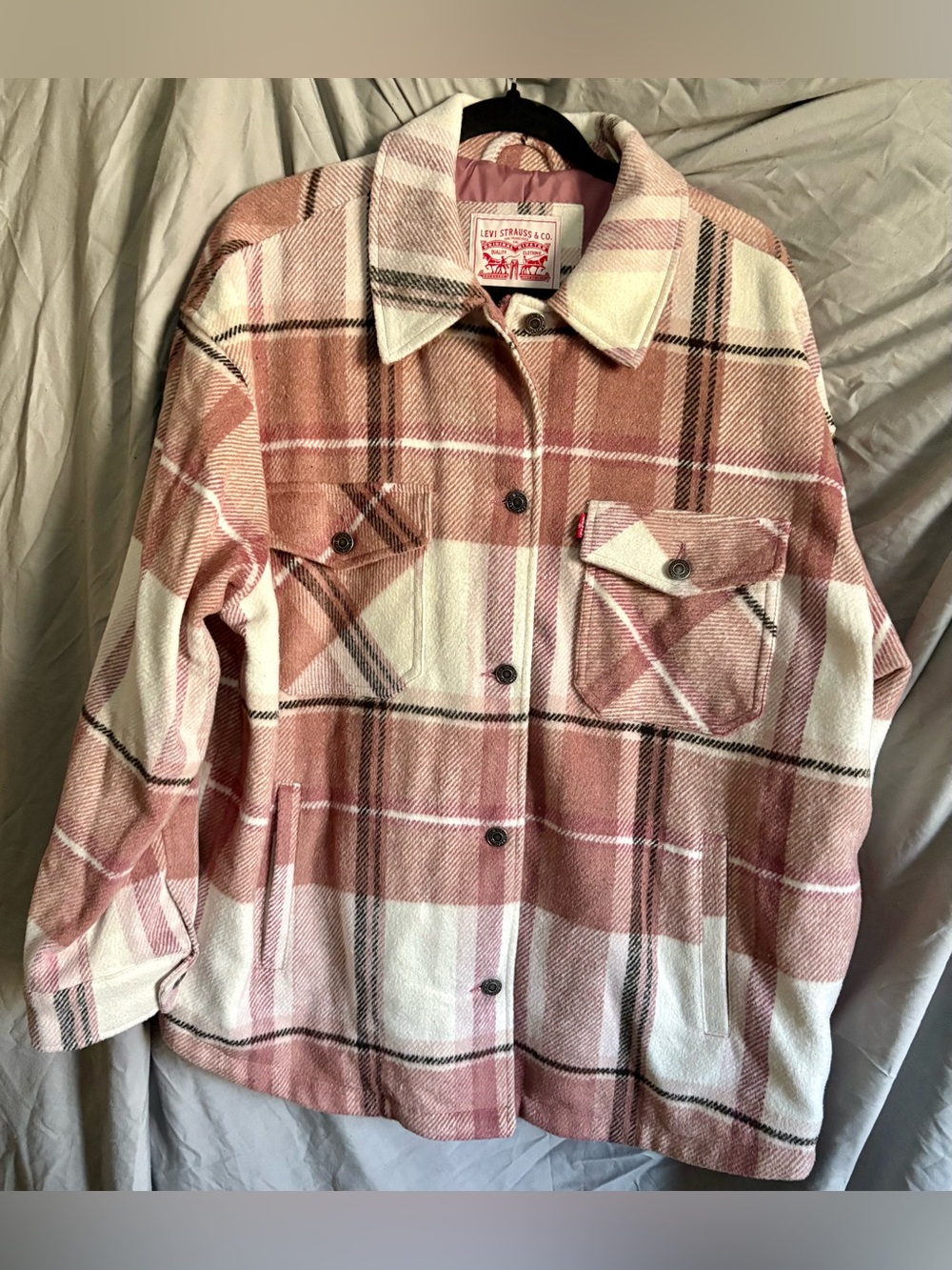 Levi's Women's Pink Plaid Shacket Jacket size XL